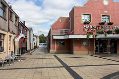 Llangattock Tramroad enters Lower Bailey Street to the left of the Market Hall, Brynmawr, September 2019