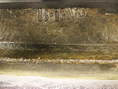 
'BIW' from Blaina Ironworks cast on a tramplate in Abertillery Museum, August 2022