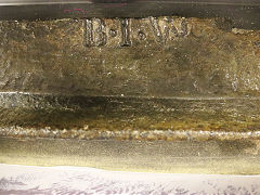 
'BIW' from Blaina Ironworks cast on a tramplate in Abertillery Museum, August 2022