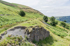 
Tramway and ropeway along the hillside to the main level, East Blaina Red Ash Colliery, June 2014