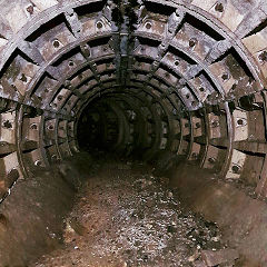'Dunkin Donuts' is the River Ebbw tunnel under Victoria, 2018, © Photo courtesy of Gwent Caving Club