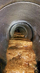 
'Dunkin Donuts' is the River Ebbw tunnel under Victoria, 2018, © Photo courtesy of Gwent Caving Club