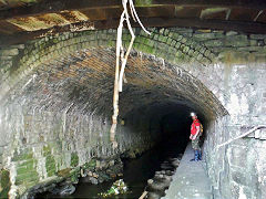 'Dunkin Donuts' is the River Ebbw tunnel under Victoria, 2018, © Photo courtesy of Gwent Caving Club