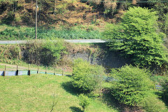 Llandafal retaining wall, site of coke ovens, Cwm, April 2011