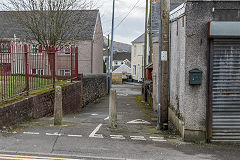 
Garnlydan tramway emerges from Raglan Terrace, March 2019