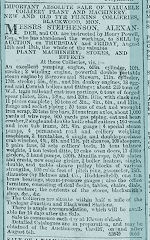 Tir Filkins Colliery auction notice 1st August 1881