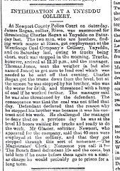 Wentloog Colliery court case, 1 August 1898