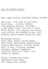 Wentloog Colliery sale details, 20 January 1924