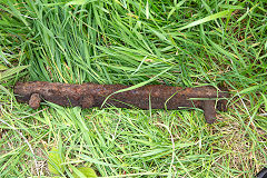 Nine Mile Point Colliery quarry tramway fishplate, May 2014