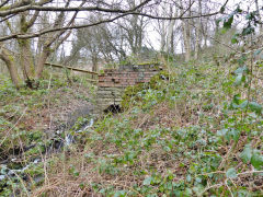 
LNWR stonework to South of Hollybush Station, March 2013