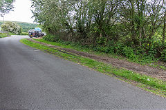 
The leat from the weir to the waterwheel on the right at 'Feeder Bank', June 2019