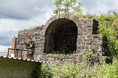 
Arch to the side of the furnaces possibly a feed for a waterwheel, Sirhowy Ironworks, June 2019