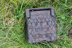 'GWB Water Stop Tap', believed to be 'Gwent Water Board' at Scoth Peter's Reservoir, Tredegar, August 2019