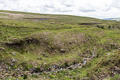 Engine Pond leat above Trefil Tramroad, Cwm Milgatw, June 2019