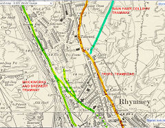 
Tramways and tramroads in Rhymney Town,  © Crown Copyright reserved