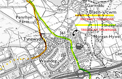 
Existing trackbeds of the tramroads at Nant-y-bwch, 2023