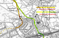 
Existing trackbeds of the tramroads at Nant-y-bwch, 2023