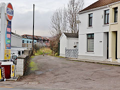 The Rhymney Tramroad leaves the furnace tops at Rhymney, November 2023