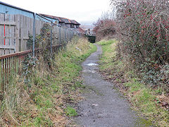 
The Rhymney Tramroad leaves the furnace tops at Rhymney, November 2023