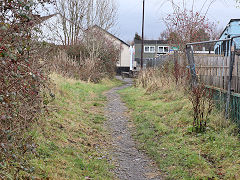 The Rhymney Tramroad runs behind High Street at Rhymney, November 2023