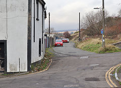 The Rhymney Tramroad runs behind High Street at Rhymney, November 2023
