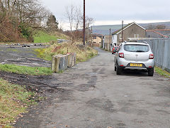 The Rhymney Tramroad runs behind High Street at Rhymney, November 2023