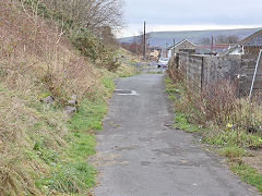 The Rhymney Tramroad runs behind High Street at Rhymney, November 2023