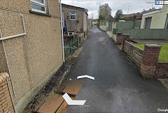 The Rhymney Tramroad runs up Kings Avenue at Rhymney, © Photo courtesy of Google Earth