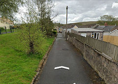 The Rhymney Tramroad runs up Kings Avenue at Rhymney, © Photo courtesy of Google Earth