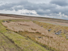 Trefil, original tramroad on the left and railway on the right, April 2013