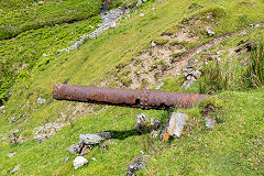 
Cast iron drainage pipe under the Trefil Tramroad on the East side of Cwm Milgatw, June 2014