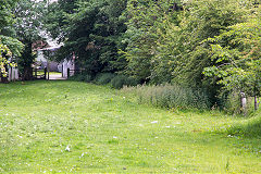 
The Rhymney Tramroad at Penrhyn Farm, Nant-y-bwch where it meets the Tredegar tramroad, looking towards Rhymney, June 2014