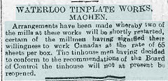 
Waterloo Tinplate Works announcement of 15 April 1895