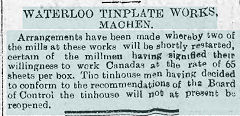 
Waterloo Tinplate Works announcement of 15 April 1895