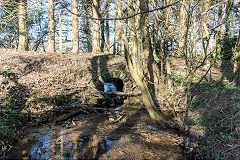 Waterloo Tinplate Works, culvert under B & MR, February 2019