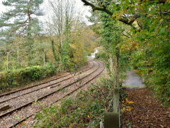 
B&MR looking West over Oak Lane, Machen, October 2012