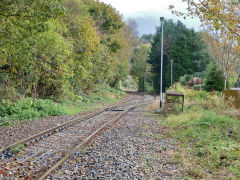 
B&MR looking east, points at the Machen end of the loop, December 2012