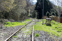 
B&MR looking east, points at the Machen end of the loop, April 2016