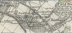 
Bovil Colliery, Brickworks, B&MR locomotive works and Sun Vein Level in 1875, ©Crown Copyright reserved