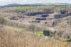 
Cwm Leyshon Quarry from Ruperra, Draethen, April 2016