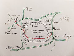 Sketch map of The Clive Mines and Cwm Leyshon, Draethen