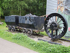 
Drams and haulage wheel at Trelewis Drift, September 2021