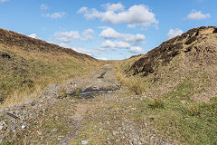 The Brecon and Merthyr Railway cutting above the bridge, Fochriw, October 2018