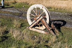Pulley wheel at Fochriw Colliery feeder pond, November 2018