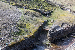 
The leat sluice at Nant Morlais that crosses the Pengarnddu bridge, April 2019