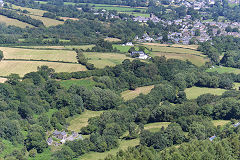 The Tramroad runs from bottom left to top right from the incline foot towards Llangattock wharf, April 2010