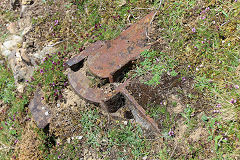 Pant-y-rhiw Quarry tramplate and sill apparently in situ, Llangattock, July 2020