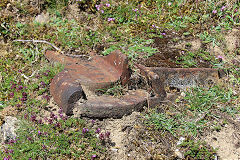 
Pant-y-rhiw Quarry tramplate and sill apparently in situ, Llangattock, July 2020