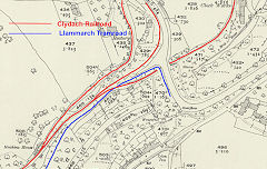 
The Clydach Railroad and Llammarch Tramroad at Gilwern Wharf, © Crown Copyright reserved