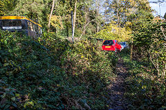 
Llammarch Tramroad approaches the Clydach Railroad crossing at Gilwern, November 2019